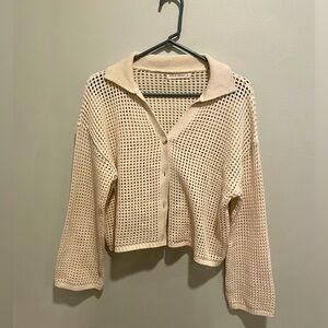 Moon & Madison Crochet Boho Cream Cardigan Size Small